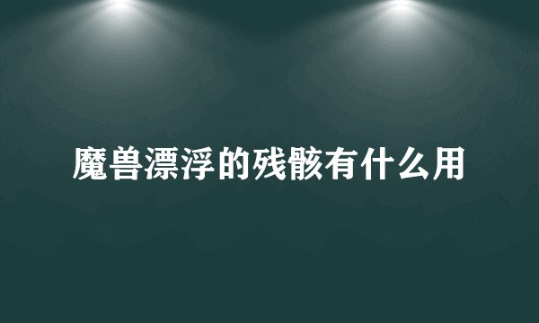 魔兽漂浮的残骸有什么用