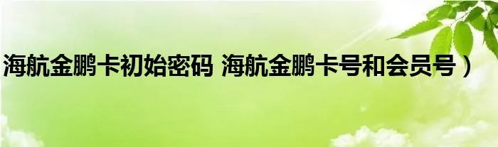 海航金鹏卡初始密码 海航金鹏卡号和会员号）