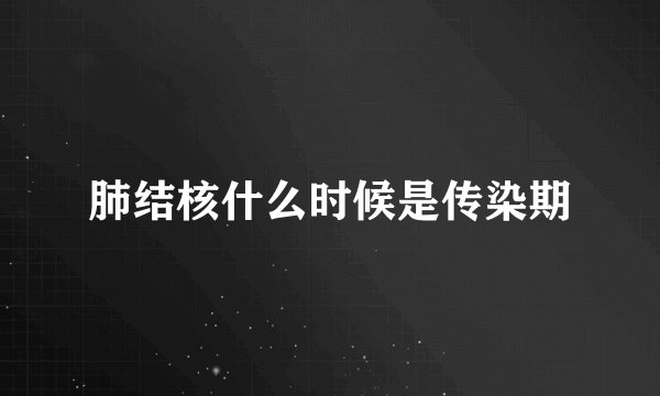 肺结核什么时候是传染期