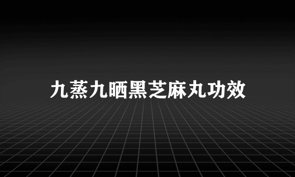 九蒸九晒黑芝麻丸功效