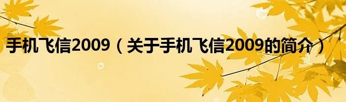 手机飞信2009（关于手机飞信2009的简介）