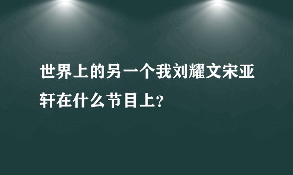 世界上的另一个我刘耀文宋亚轩在什么节目上？