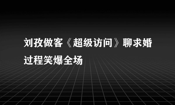 刘孜做客《超级访问》聊求婚过程笑爆全场