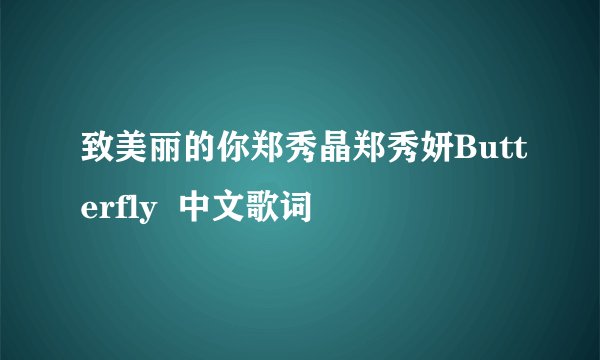 致美丽的你郑秀晶郑秀妍Butterfly  中文歌词