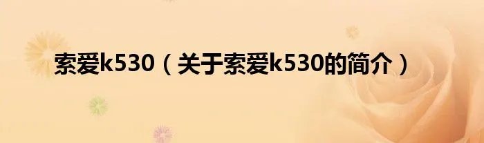 索爱k530（关于索爱k530的简介）