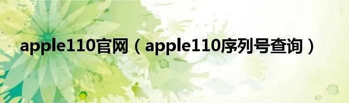 apple110官网（apple110序列号查询）