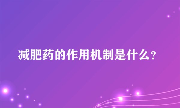 减肥药的作用机制是什么？