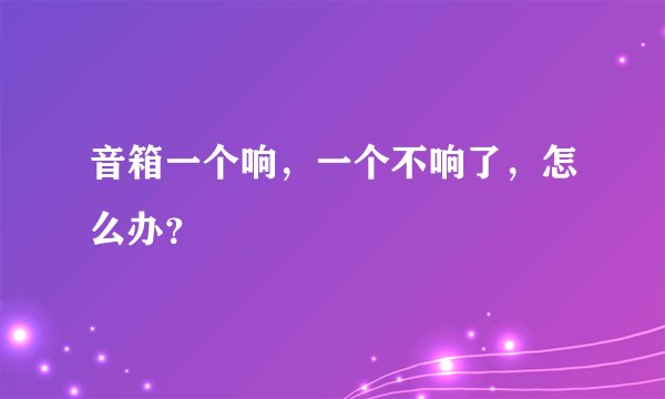 音箱一个响，一个不响了，怎么办？