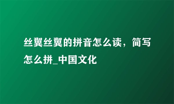 丝翼丝翼的拼音怎么读，简写怎么拼_中国文化