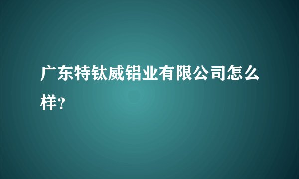 广东特钛威铝业有限公司怎么样？