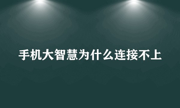 手机大智慧为什么连接不上