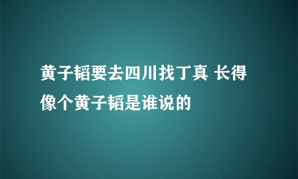 黄子韬要去四川找丁真 长得像个黄子韬是谁说的