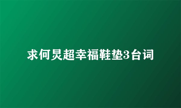 求何炅超幸福鞋垫3台词