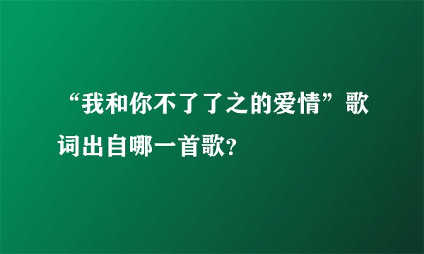 “我和你不了了之的爱情”歌词出自哪一首歌?