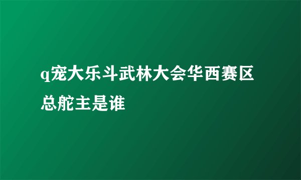 q宠大乐斗武林大会华西赛区总舵主是谁