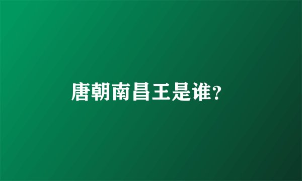 唐朝南昌王是谁？