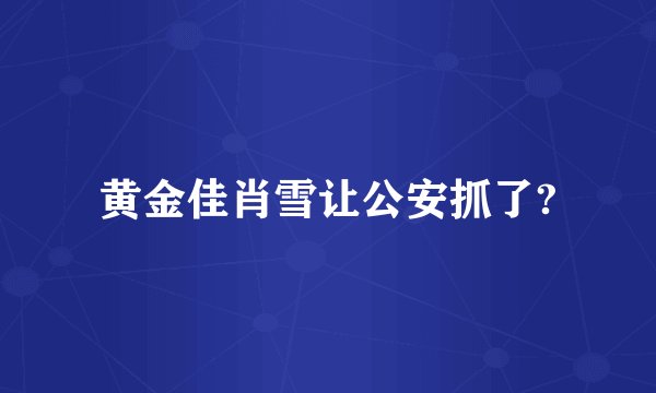 黄金佳肖雪让公安抓了?