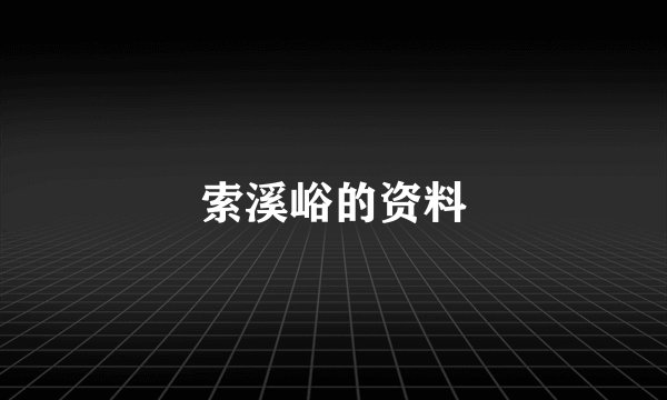 索溪峪的资料