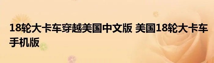 18轮大卡车穿越美国中文版 美国18轮大卡车手机版