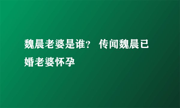 魏晨老婆是谁？ 传闻魏晨已婚老婆怀孕