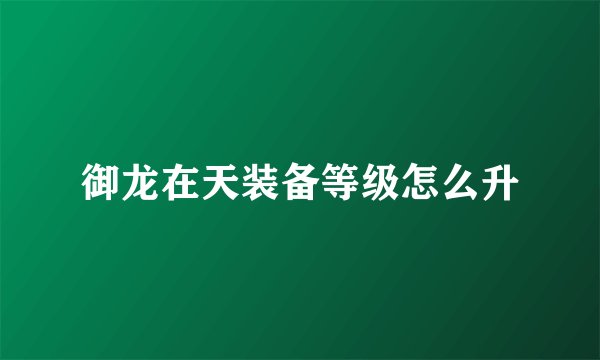 御龙在天装备等级怎么升