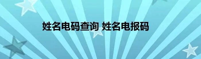 姓名电码查询 姓名电报码