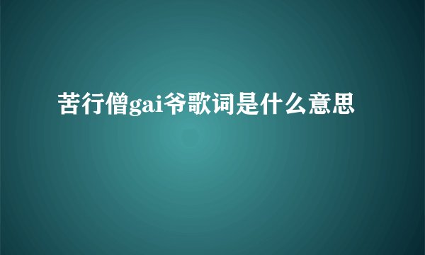 苦行僧gai爷歌词是什么意思