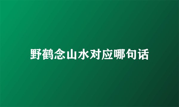 野鹤念山水对应哪句话