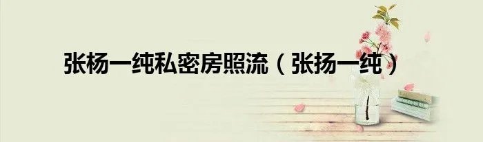 张杨一纯私密房照流（张扬一纯）