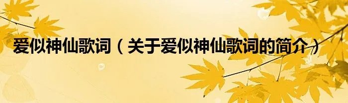 爱似神仙歌词（关于爱似神仙歌词的简介）