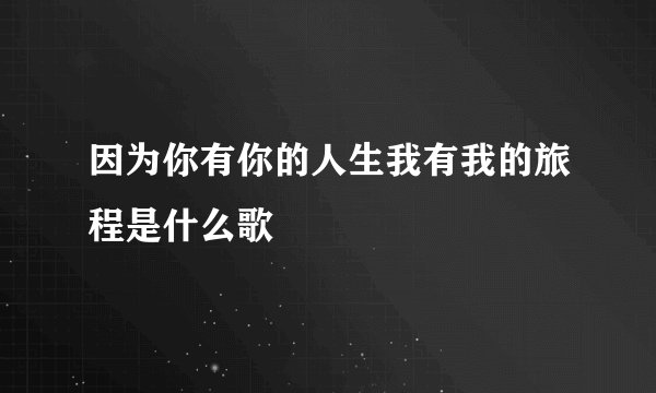 因为你有你的人生我有我的旅程是什么歌