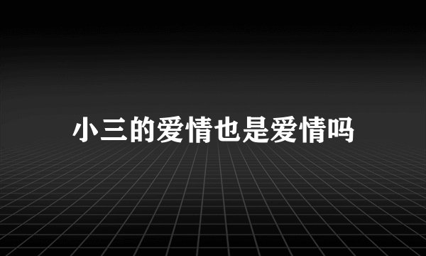 小三的爱情也是爱情吗