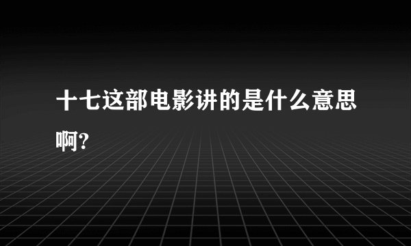 十七这部电影讲的是什么意思啊?