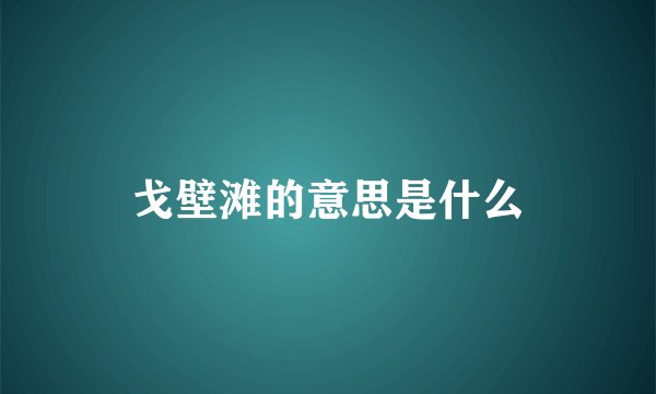 戈壁滩的意思是什么