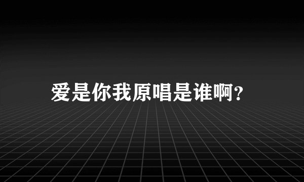 爱是你我原唱是谁啊？