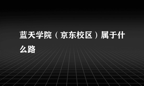 蓝天学院（京东校区）属于什么路