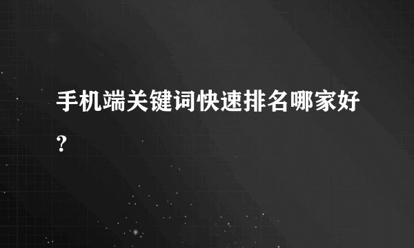 手机端关键词快速排名哪家好？