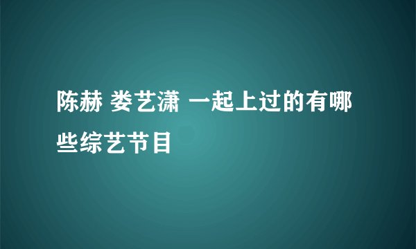 陈赫 娄艺潇 一起上过的有哪些综艺节目