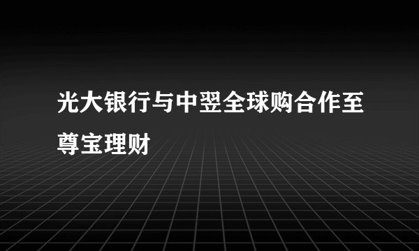 光大银行与中翌全球购合作至尊宝理财