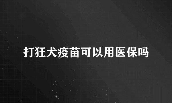 打狂犬疫苗可以用医保吗