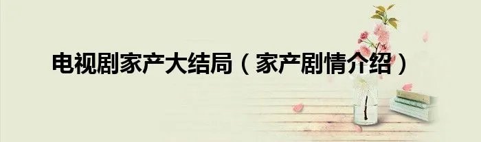 电视剧家产大结局（家产剧情介绍）