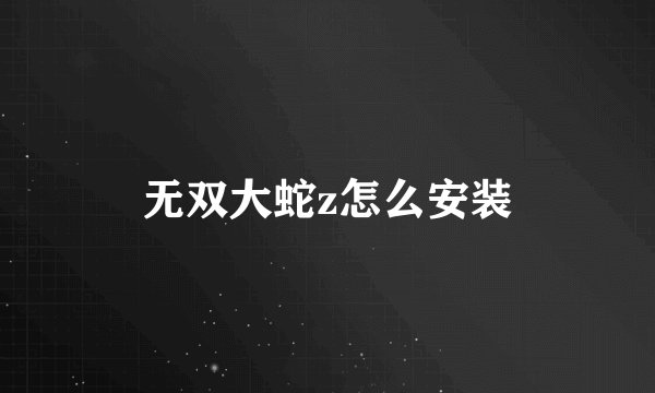 无双大蛇z怎么安装