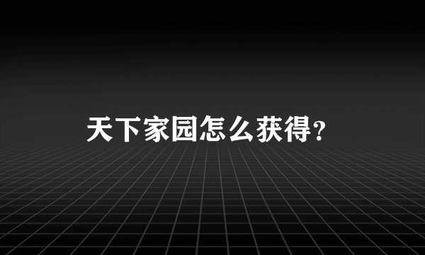 天下家园怎么获得?