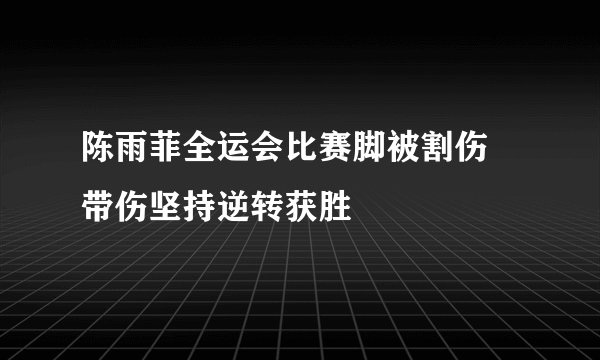陈雨菲全运会比赛脚被割伤 带伤坚持逆转获胜