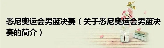 悉尼奥运会男篮决赛(关于悉尼奥运会男篮决赛的简介)