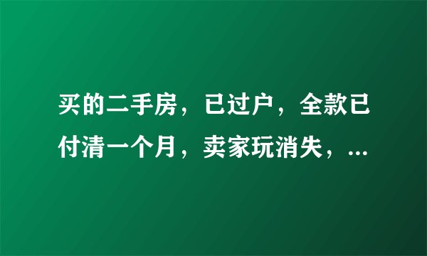 买的二手房，已过户，全款已付清一个月，卖家玩消失，可以强制换锁吗？