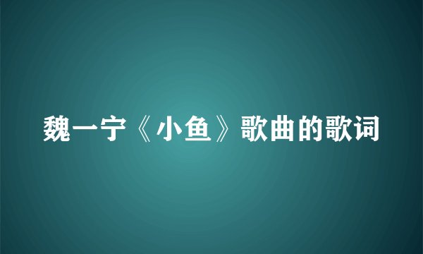 魏一宁《小鱼》歌曲的歌词