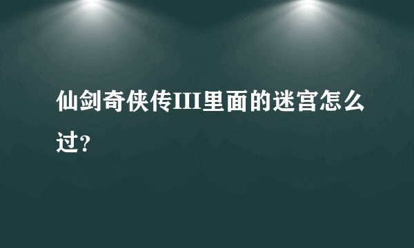 仙剑奇侠传III里面的迷宫怎么过？