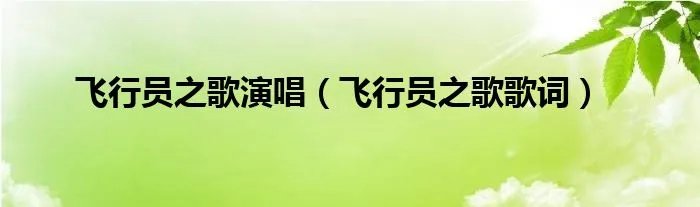 飞行员之歌演唱（飞行员之歌歌词）