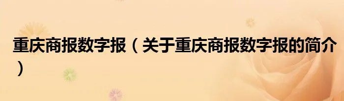 重庆商报数字报（关于重庆商报数字报的简介）